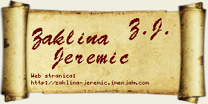 Žaklina Jeremić vizit kartica